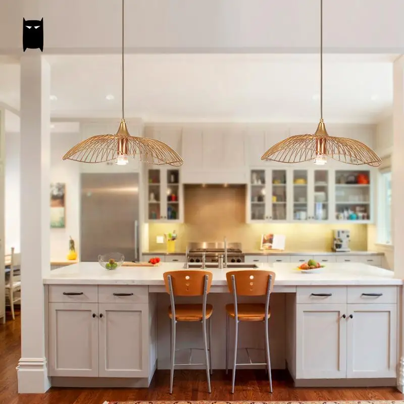 

Gold Iron Leaf Shade Pendant Light Fixture Nordic Contemporary Minimalist Style Geometry Ceiling Lamp Lustre Kitchen Dining Room