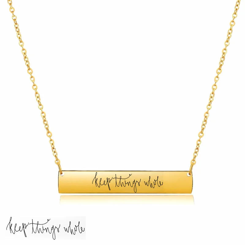 

Bar Necklace Free Engraved Word Letters Stainless Steel Personalized Name Necklace Nameplate- Custom Made Any Name