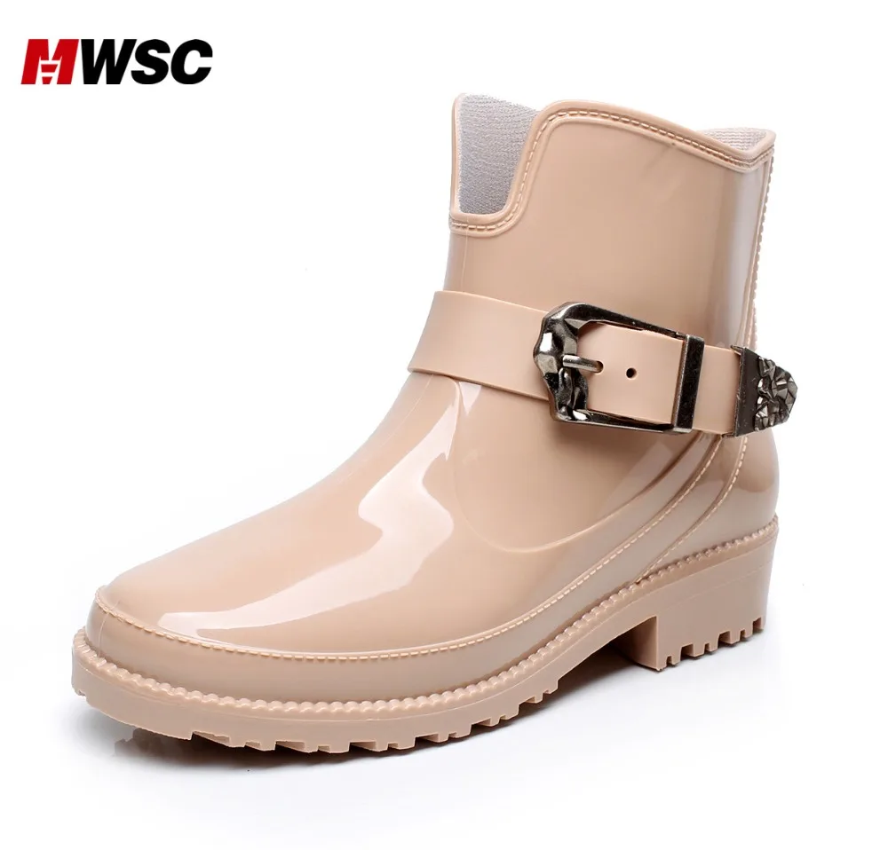 

MWSC New Spring Woman Ankle Rain boot Waterproof PVC Winter Boots for Women Anti-skid Botines Mujer Shoes Woman Wather Shoes