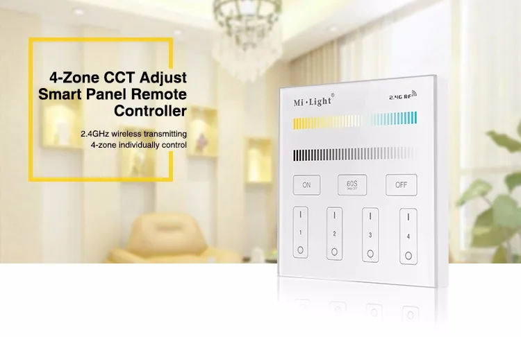 Milight T2 AC220V 4-Зона CCT Регулировка Смарт Панель пульта дистанционного управления цветовой температуры и яркость Светодиодные полосы света Лампа