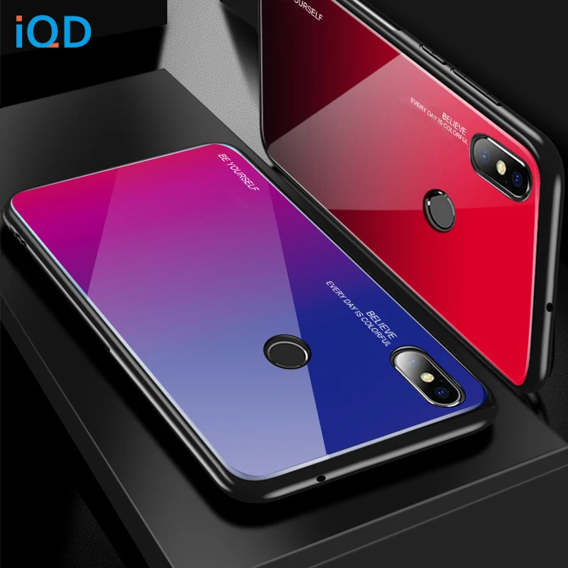 Стеклянная задняя крышка для телефона IQD для Xiao mi Red mi 6A 5 plus Note5 6 Pro mi 8 6X 5X Max3 8 lite Pocophone F1 защитный чехол бампер из ТПУ