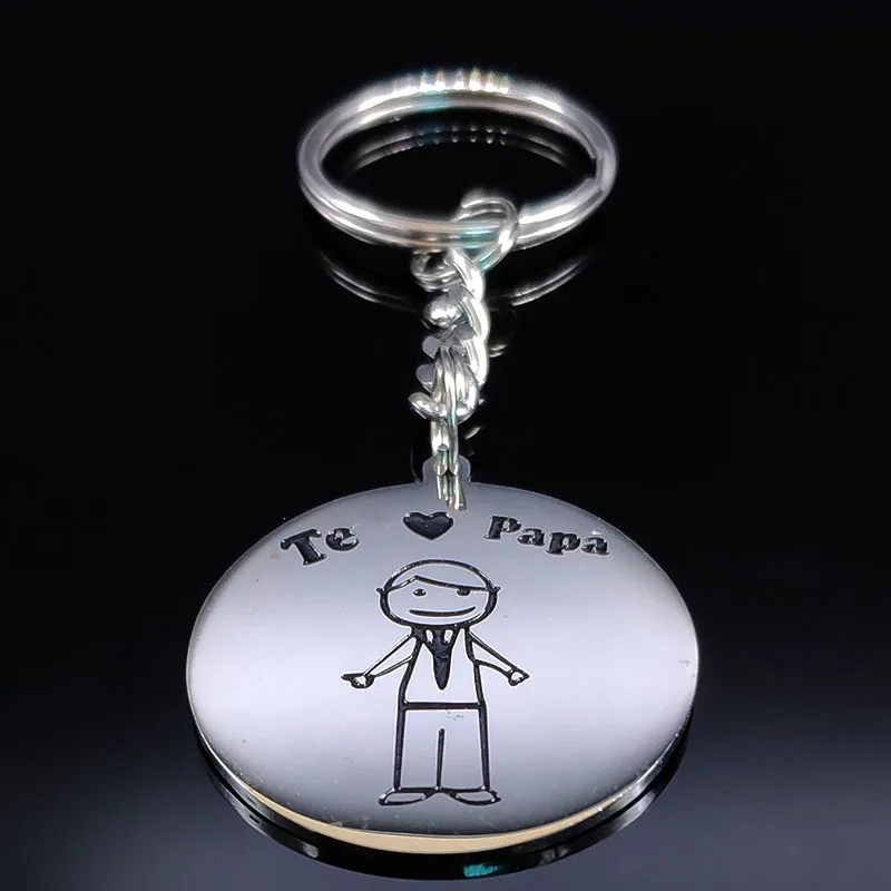 2018 de moda papá de acero inoxidable llaveros para las mujeres de Color plata familia colgante clave joyería llaveros para hombre K77401B