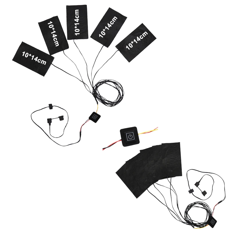 

1 to 5 USB Electric Heating Pads Portable 5V Thermal Clothes Warmer Carbon Fibre Switch Cloth Vest gloves shoes Heating Pad