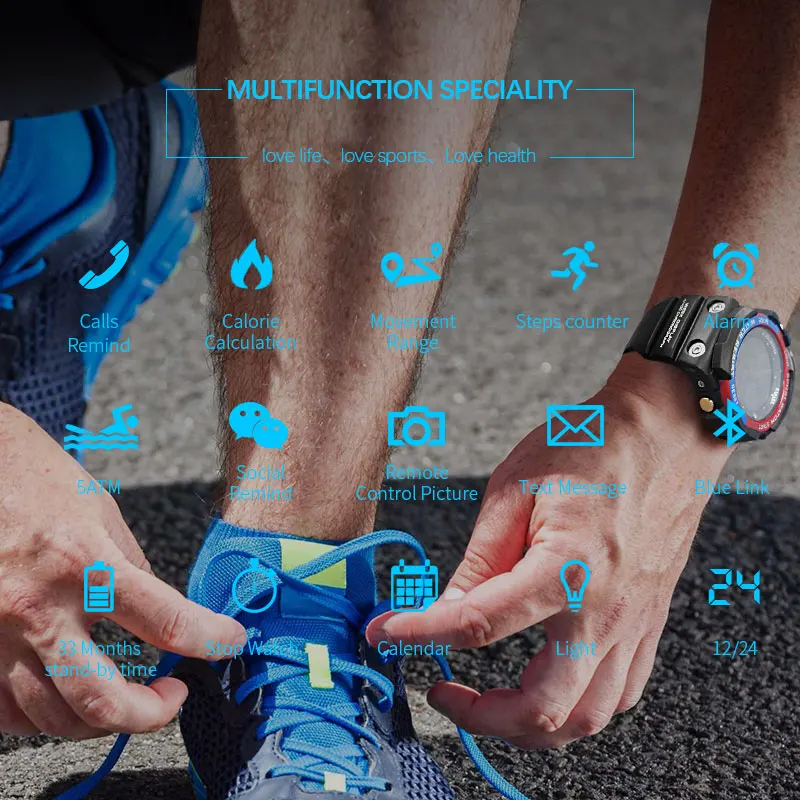 Смарт часы SMAEL цифровые спортивные наручные Bluetooth Link Мужские напоминания о