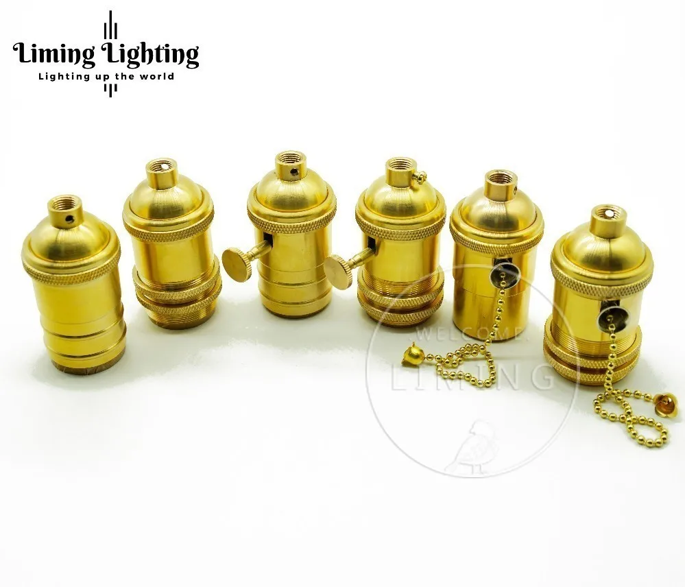 100 шт./упак. латунь Медь держатель лампы электрический светильник розетка с или без переключателя и резьбовые тени слесарь DIY светильник ing база