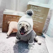 Зимняя теплая одежда для собак для французского бульдога, хлопковые Толстовки для чихуахуа, Полосатое пальто для маленькой собаки Домашние животные щенки, куртка с капюшоном XXL