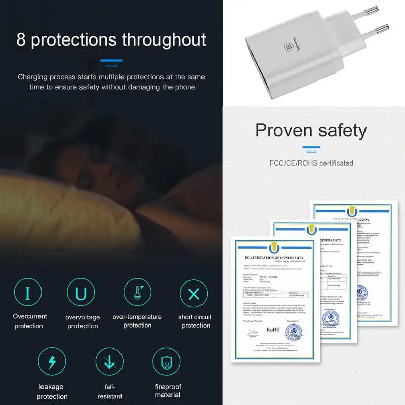 Baseus 3 порта USB ЗУ для мобильного телефона с европейской вилкой 3.4A светодиодный дисплей многопортовый Быстрая зарядка дорожное настенное зарядное устройство для samsung Xiaomi