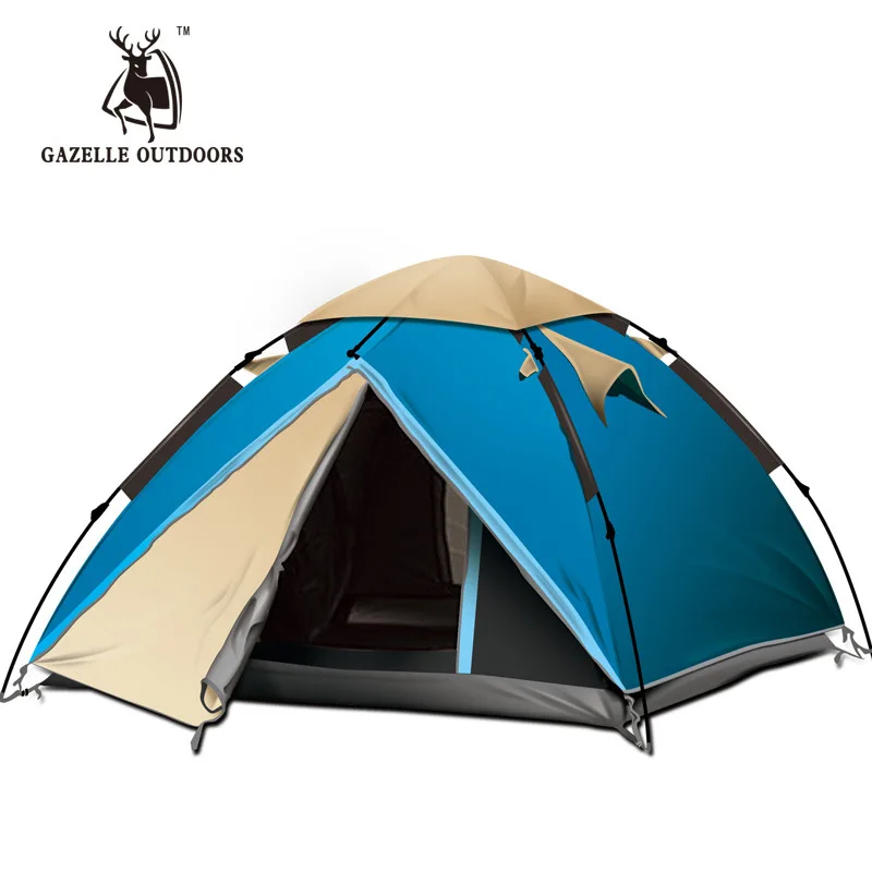 3-4 persons double layer automatic rainproof camping tent (60+180+60)*210*135cm quick open easy operate family travel tent