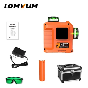 

LOMVUM Laser Level 12lines 3D 360 degree rotary laser line leveling green red line precise adjustment indooroutdoor laser level