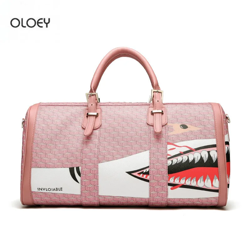 

OLOEY New large-capacity travel bag Cartoon short-distance travel bag Pu leather waterproof men's gym bag big bags