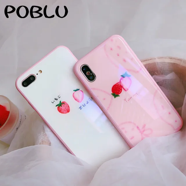 POBLU Cute Pink Kawaii Japanese Strawberry Letter Phone