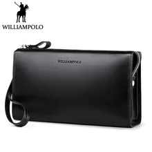 WILLIAMPOLO Minimalist Business Men s Clutch Bag Genuine Leather Flap Handy Wallet Men Clutches with cigarette