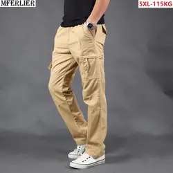 Большие размеры 5XL 6XL мужские брюки карго карман на молнии Лето Весна мужские брюки Паркур спортивные повседневные стрейч прямые брюки