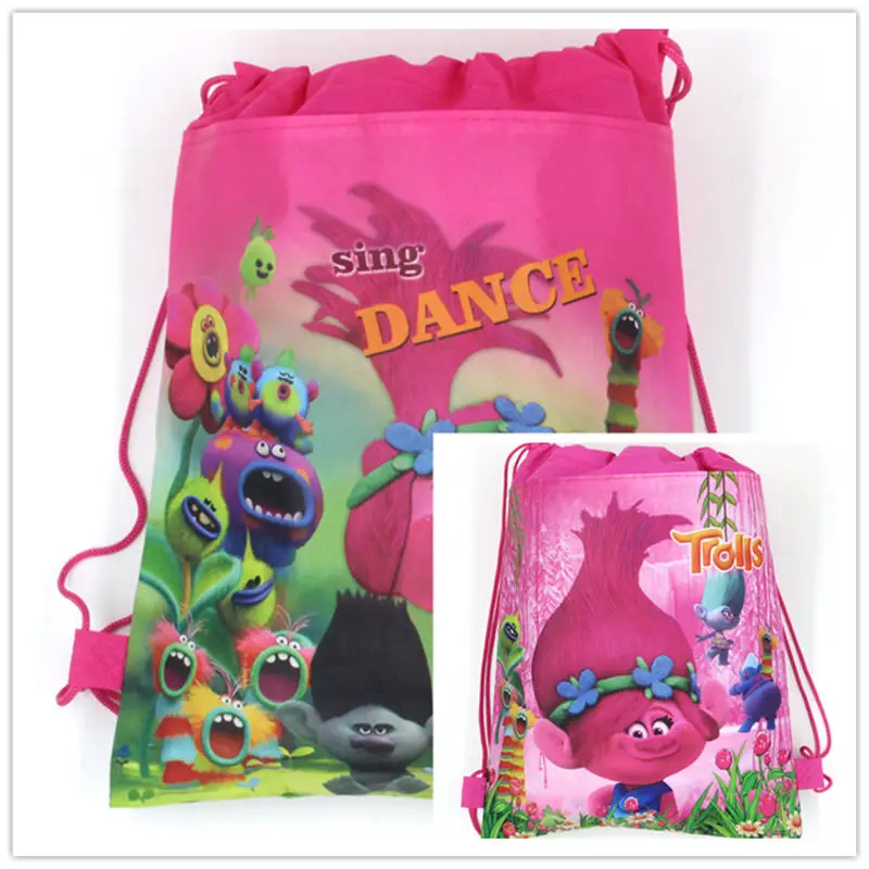

1pcs Trolls Theme Portable Drawstring Bag Non-Woven Bag School Bag Fabric Travel Pouch Storage Clothes Shoes Handbag Makeup Bag