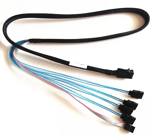 

Free Shipping 100cm Length MiniSAS HD Data Cable Support 12Gb/s SFF-8643 to 4 SATA + 8Pin SGPIO Light Line
