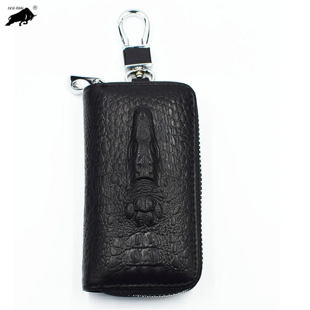 

ZYD-COOL New Arrival Genuine Leather Key Holder Crocodile Pattern Men Key Wallet Key Organizer Key Holder Car Housekeeper Wallet