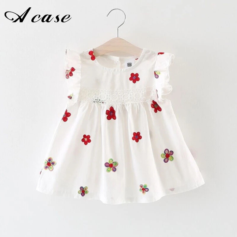 Toddler Girl Dress Embroidery Butterfly Flower Pattern 2018 Summer Baby