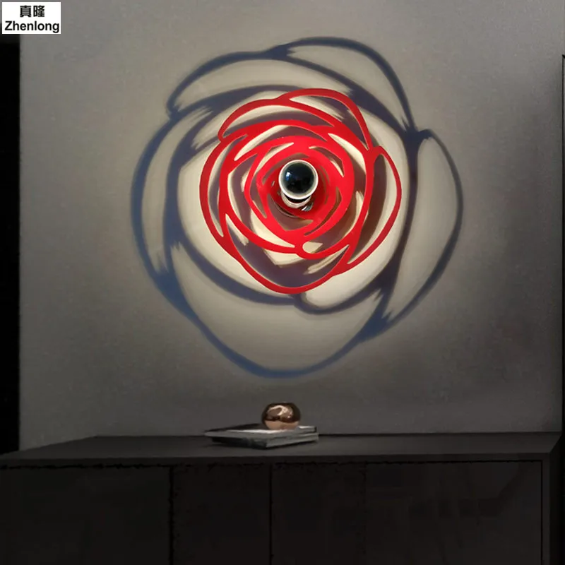 

Rose Flower Creative Fashion Shadow Wall Light for Bedroom Acrylic Led Bedside Lamp Wall Lamp Bedroom Modern E14 Led Light Home