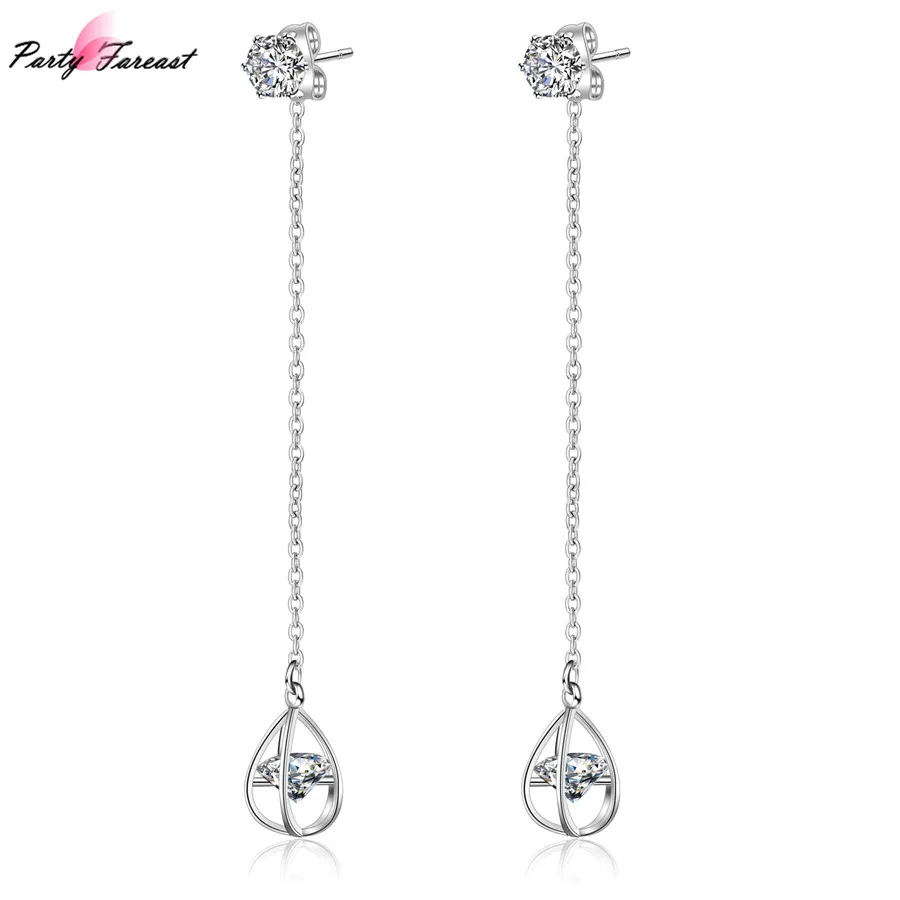 PF Creative Long Tassel Earrings Women Crystal Ear Ring Fashion