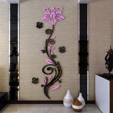 3d Хрустальные акриловые зеркальные наклейки на стену с изображением розы и виноградной лозы, входящий ТВ фон, художественный декор, диванная стена, сделай сам, водонепроницаемые наклейки на стену