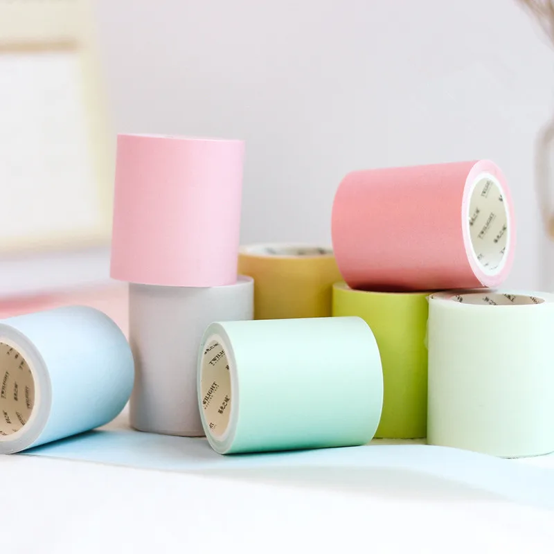 

5cmx5m Cute Pink Blue Yellow Solid Color Adhestive Tape Wide Masking Paper Washi Tapes for Scrapbooking Decorative Stationery