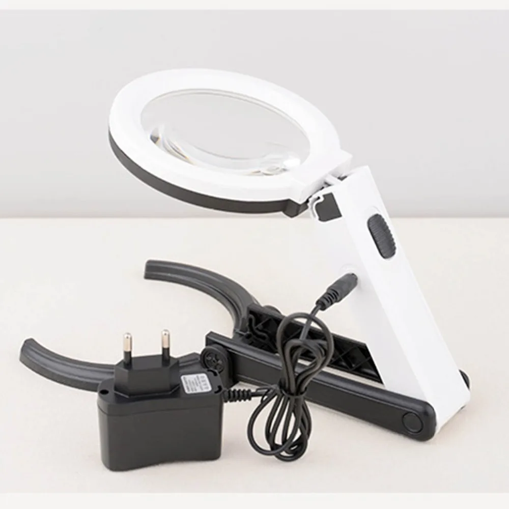 10 Pcs 2.5X 8X LED Handheld Foldable Loupe Light Magnifier Magnifying