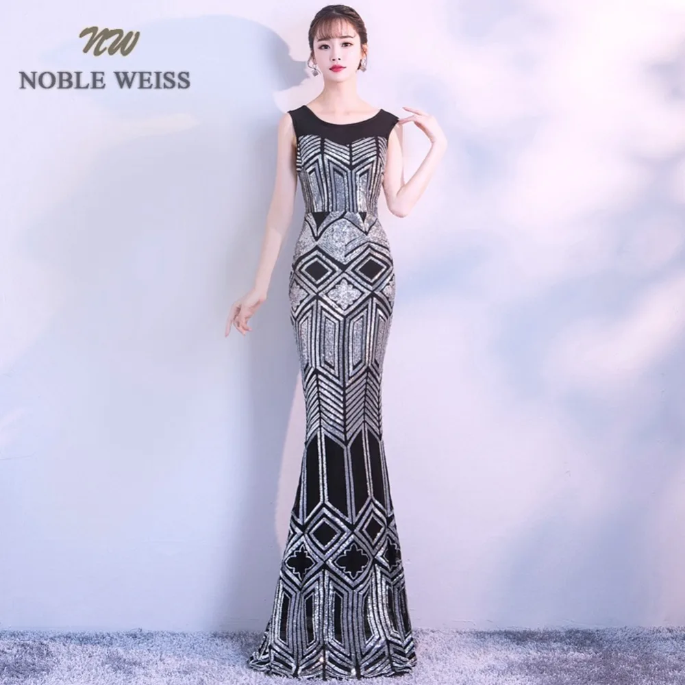 

prom dresses sexy black vestido de festa longo long mermaid sleeveless o-neck sequin prom dress zipper back evening gown