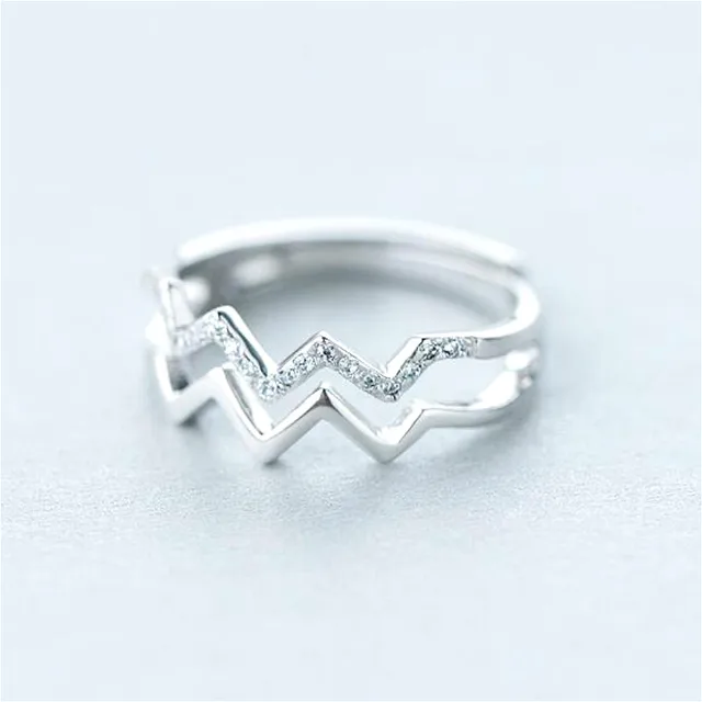 Simple Double Layer Wave Design Rings For Women Bijoux Fashion Open Jewelry Accessories