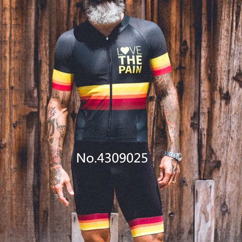 

2018 Body men custom LOVE THE PAIN Triathlon sport wear cycling jersey Sexy maillot ciclismo hombre cycling ciclismo Aero race