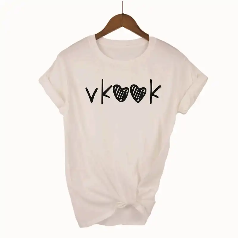 Vkook Taekook Tシャツ女性 Jungkook 服ストリート韓国スタイルの女性の韓国ファッション Instagram 服ドロップシッピング 19 Tシャツ Aliexpress