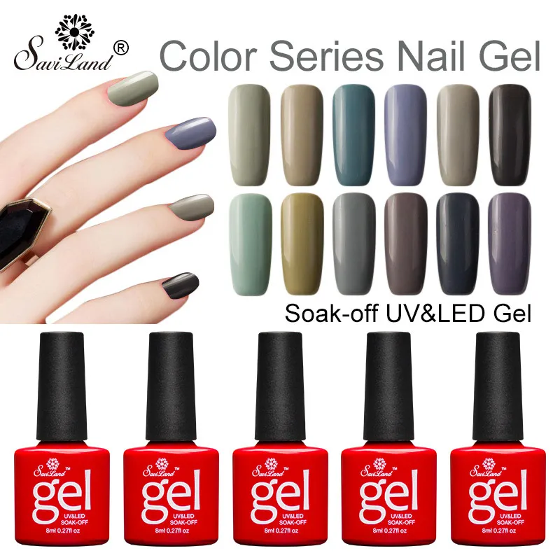 

Saviland 1pcs Nude Grey Gel Varnish Winter Dark Color Gel Nail Manicure Enamel Semi Permanent UV LED for Nail Gel Polish