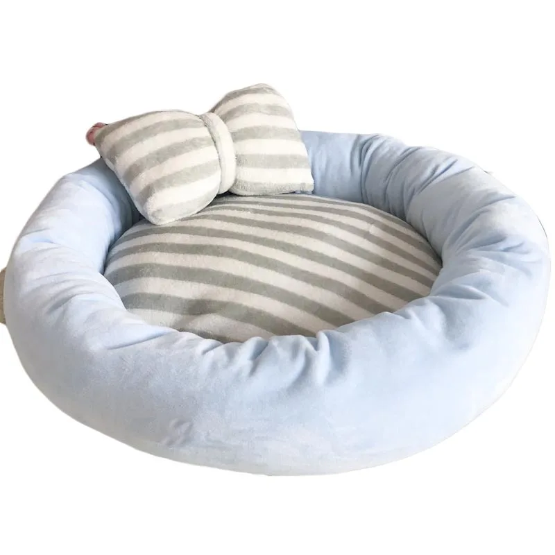 

Pet Dog Bed Mats Round Puppy Pads Winter Warm Velvet Soft Lounger Sofa for Kitten Puppy Cat Litter Nest Kennel With Pillow
