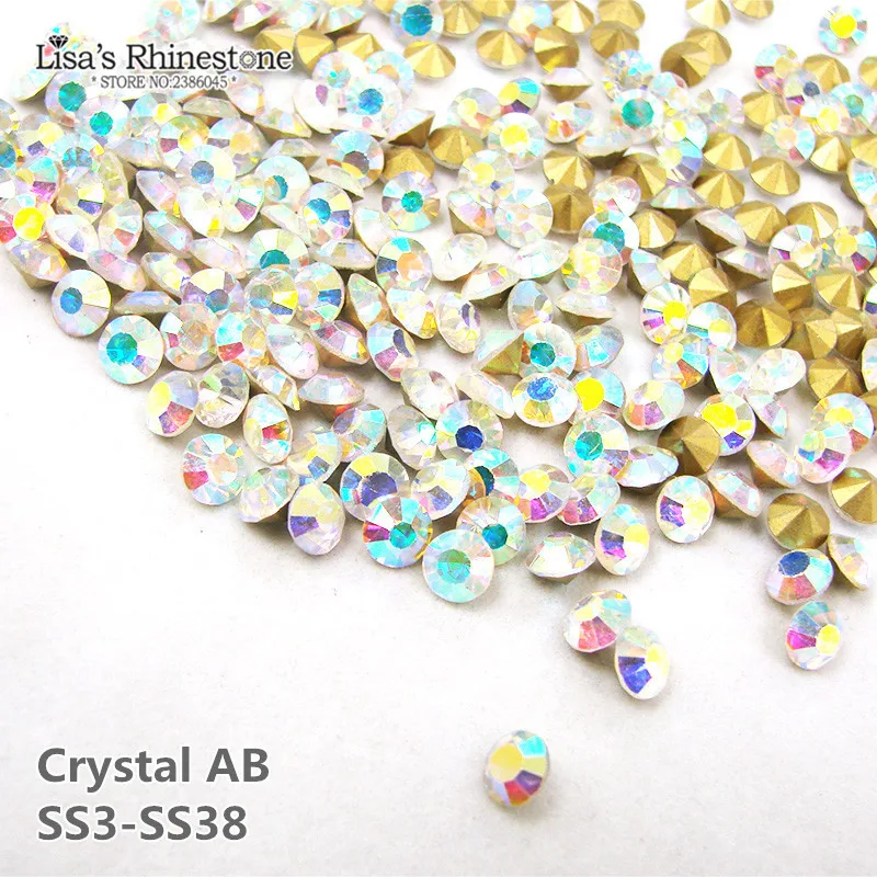 

Mix Size Crystal AB Point Back Rhinestones Glass Round 3D Nail Art Strass Crystal Stones For DIY Jewelry Decoration