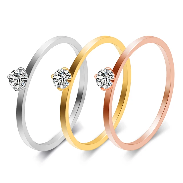 Piccolo Cubic Zirconia Anelli In Acciaio Inox Gioielli di Moda Per Grils Piccolo Cubic Zirconia Anelli In Acciaio Inox Gioielli di Moda Per Grils