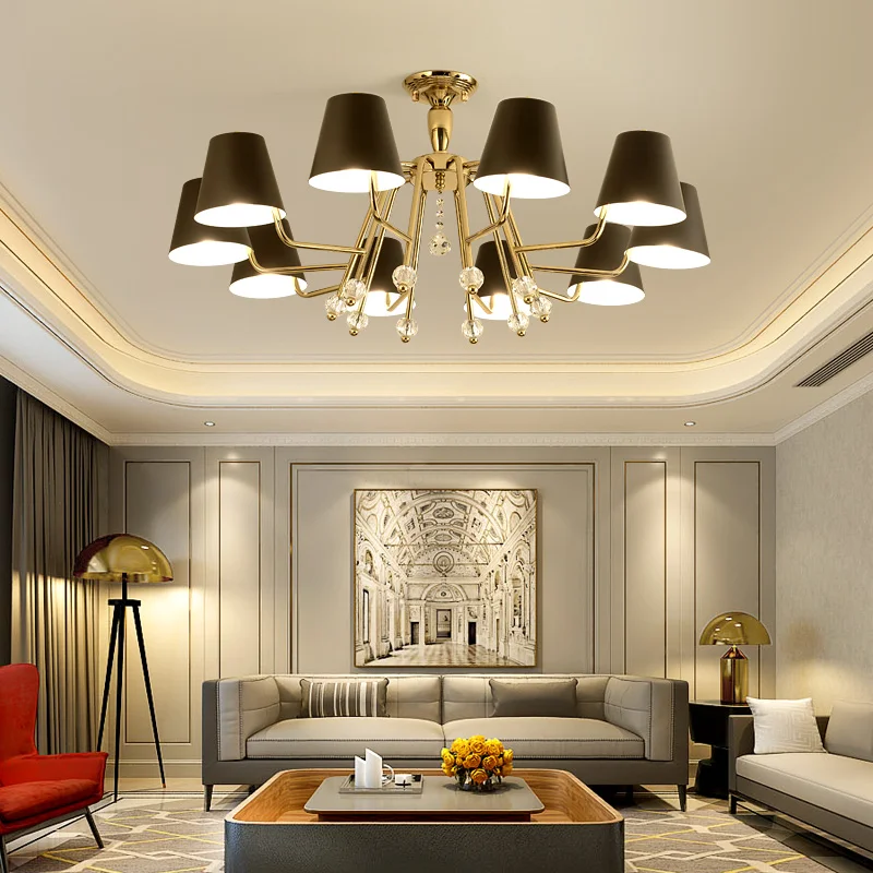 

led e14 Postmodern Iron Crystal Black Gold LED Lamp.Ceiling Lights.LED Ceiling Light.Ceiling Lamp For Foyer Bedroom