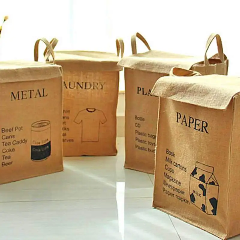 القطن الكتان سلال الغسيل مع مقابض غطاء الملابس القذرة سلة تخزين الألعاب الغبار واقية منظم منزلي حقيبة للحمام