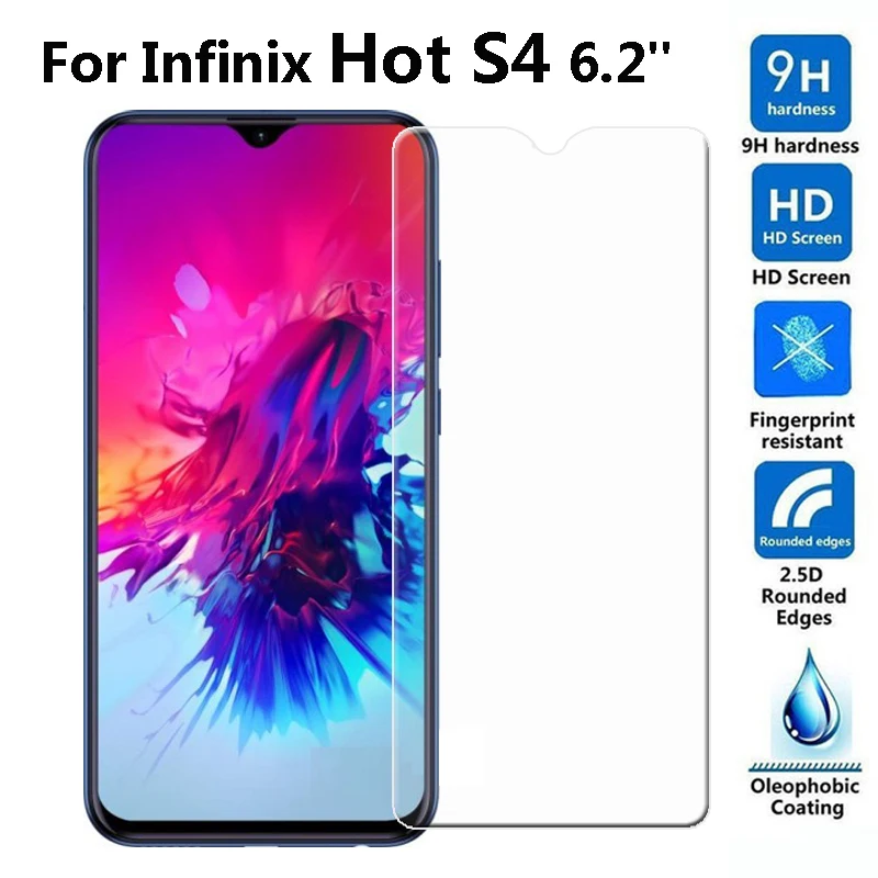 2 шт. 2.5D Закаленное стекло для Infinix Hot S4 защитная пленка Взрывозащищенная Защита