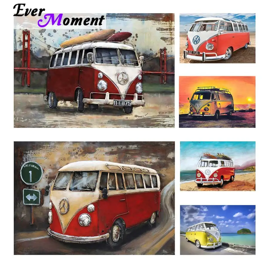 

Ever Moment Diamond Painting Home Vehicle Bus Crystal Diamond Embroidery Diamond Cross Stitch Full Square Mosaic DIY ASF861
