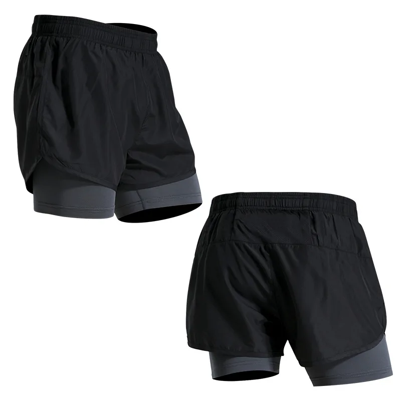 Новые мужские спортивные шорты для бега " быстросохнущие активные тренировочные шорты для бега 2 в 1 с удлиненной подкладкой