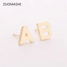 Новая мода маленькая Начальная стад персонализированные подружек невесты Подарочное письмо серьги подарок Алфавит уха шпильки для женщин девочек