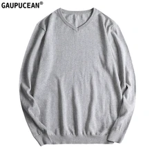 Хлопок, большой размер L-8XL, мужской длинный рукав Трикотажное изделие с вырезом в форме буквы V серый пуловер Мужской трикотажной одежды демисезонный мужской свитер