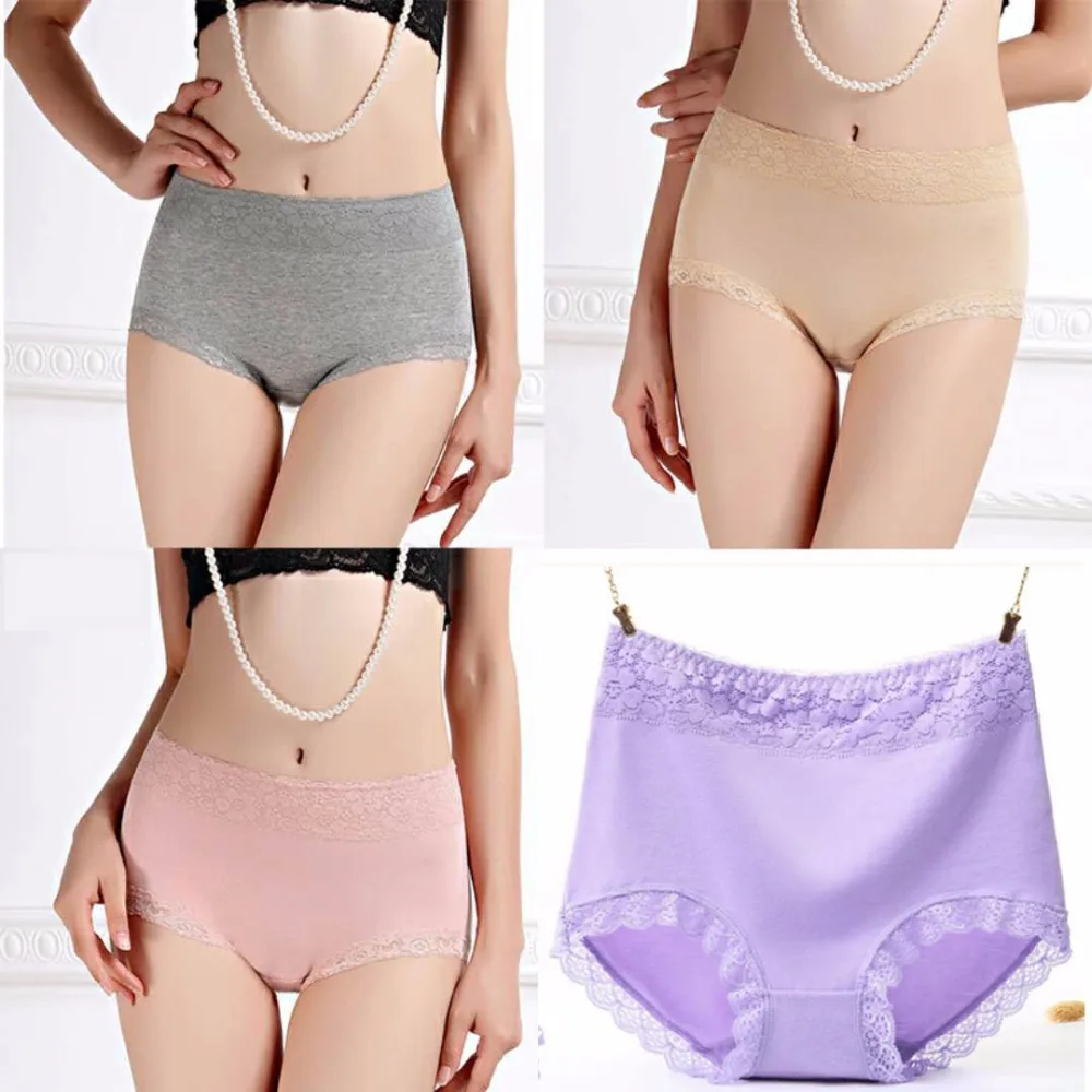 4 шт./лот женские сексуальные кружевные трусики Slimgirl эластичные хлопковые трусы с