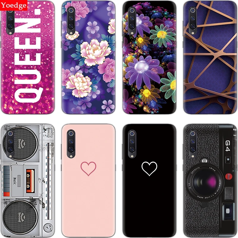 

3D Camera Phone Case For Xiaomi Mi 9 6.39 inch Back Cover Flower Ultra Thin TPU Coque For Xiaomi Mi9 Mi9 Luxury Queen Heart Capa