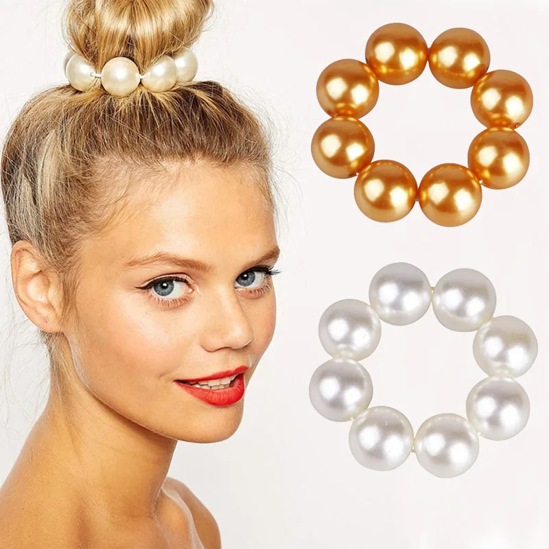 

Pearl Hair Scrunchies for Women Elastic Hairband Rope Stretch Hair Rubber Female Girls Hair Accessories Ponytail Holder headband