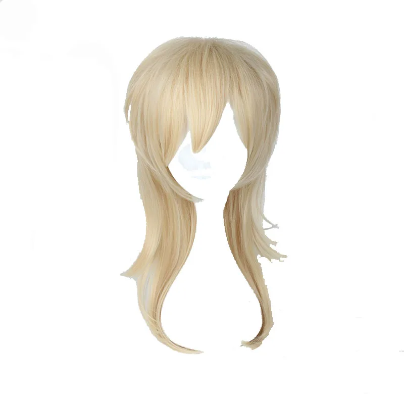 Mcoser 45 см короткие прямые синтетические Косплей парики золотой цвет Высокая температура волокна волос WIG-622E