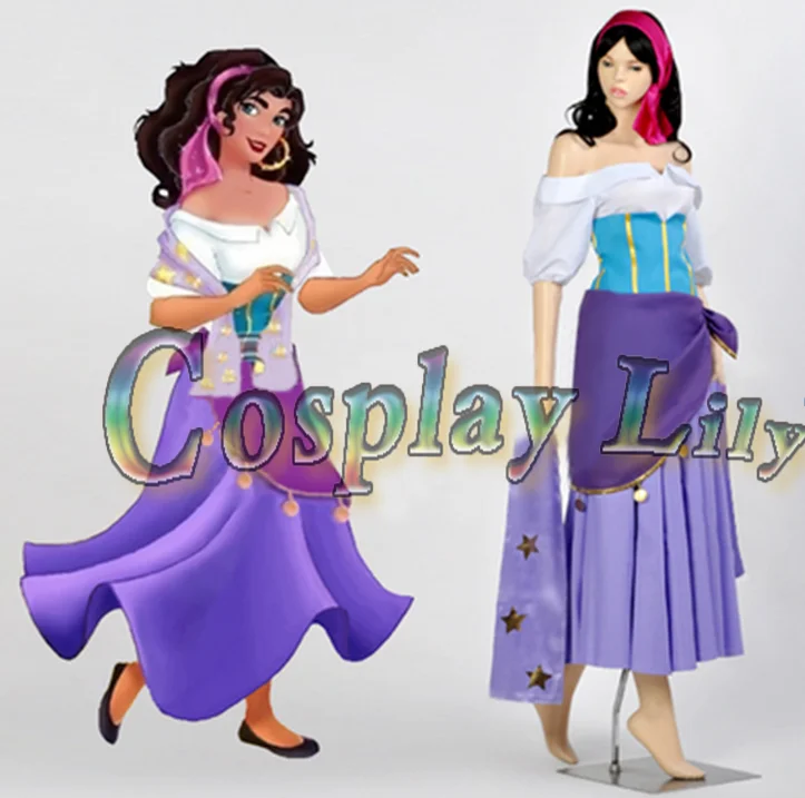 

2018 NEW Movie cartoon character Le Bossu de Notre Dame Esmeralda Robe Cosplay Costume Adulte Halloween Costumes Suit skirt