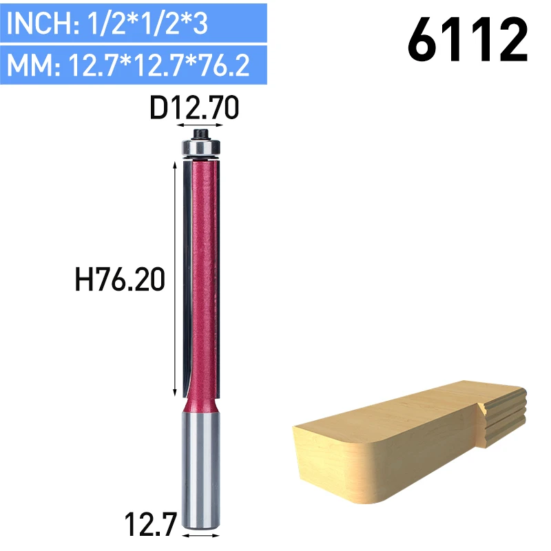 HUHAO 1 шт. 1/" хвостовиком флеш отделка фрезы для дерева обрезки фрезы с подшипником Деревообработка промышленный Класс фрезерные резак - Длина режущей кромки: 6112