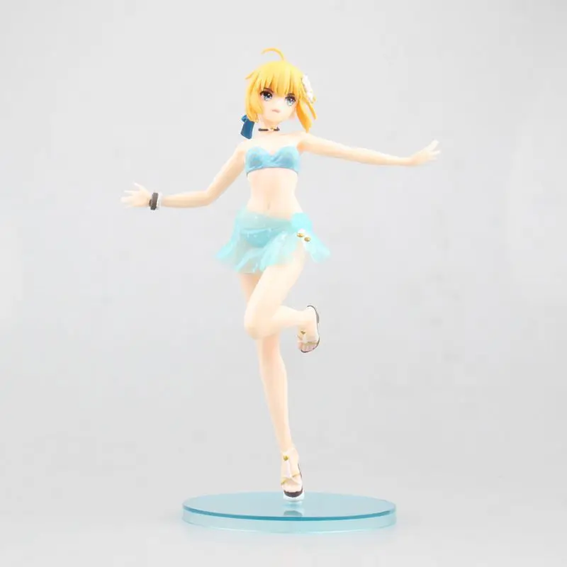 

22CM Japanese anime figure Fate/Extella Saber swimsuit ver action figure collectible model toys for boys