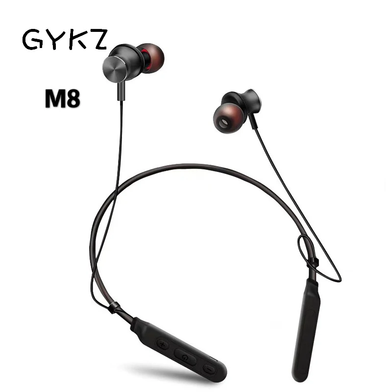 

GYKZ M8 Wireless Bluetooth 4.1 Earphone Magnetic Attraction Ear Hook Sport Music Headset Neck Hanging Stereo Binaural Earphone