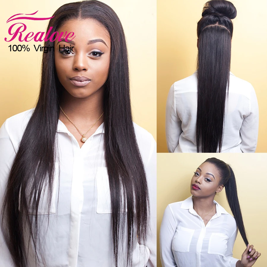 Straight 360 Lace Frontal Wig Pre Plucked 10" 22" Brazilian Lace Front